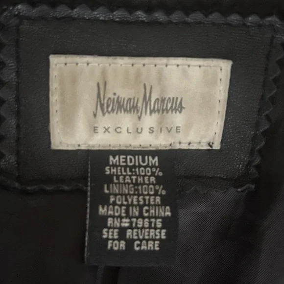 Vintage Neiman Marcus Genuine Leather Biker Jacket Coat Medium - Picture 6 of 10